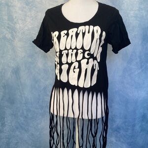 Killstar Occult Luxury Creature Of The Night Short Sleeve Fringe Tee Goth Witchy